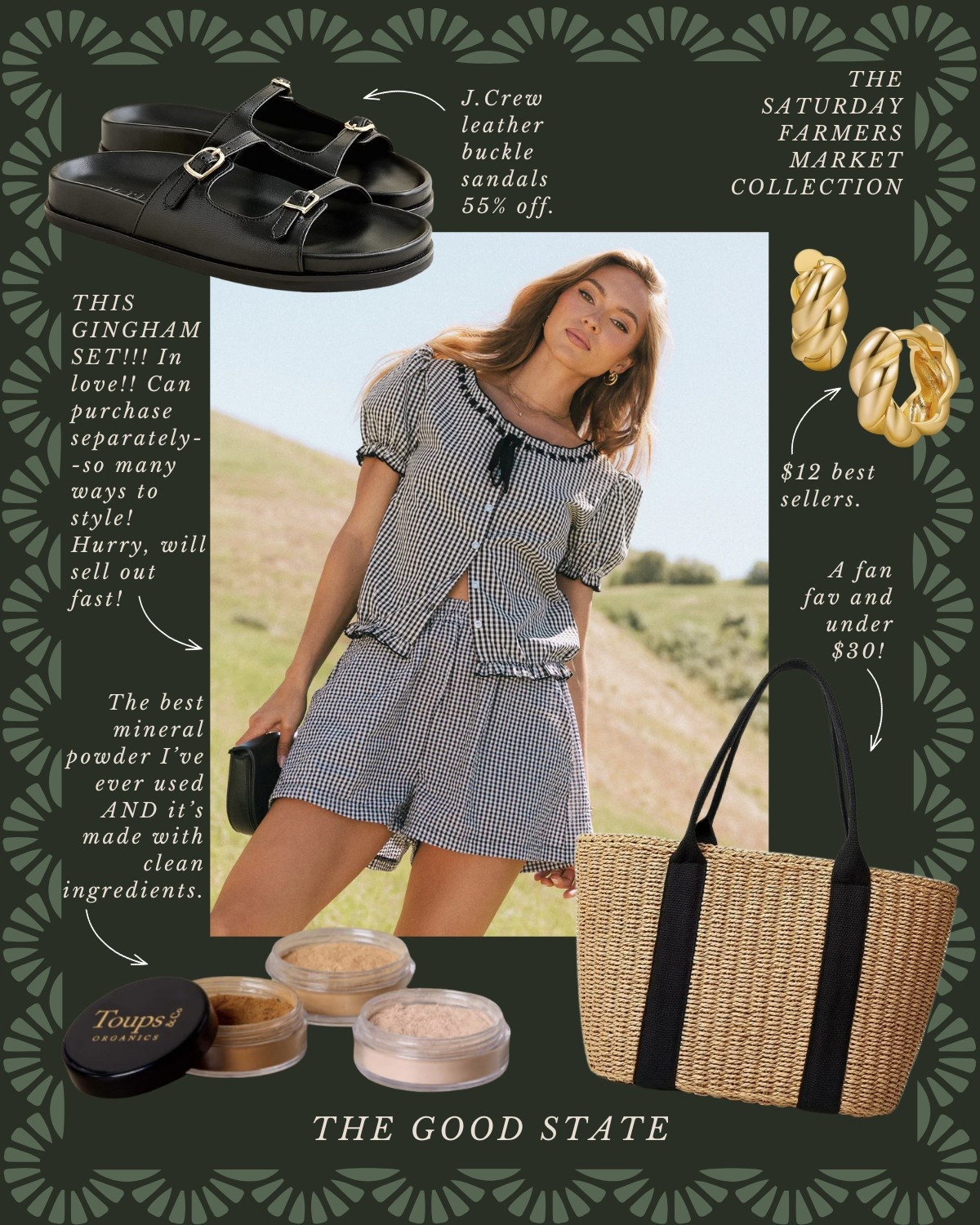 The Saturday Farmers Market Collection with an East Coast twist🍓🐟 Save up to 77%.
For all the Farmers Market girlies living their best life in the sunshine with a pastry and coffee in hand while carrying a tote of fresh produce on their shoulder. For the ones who love a pop of color, all things gingham and a scarf in their hair or around their neck.

Anthropologie , Anthro, Amazon, Quince, mini dress, maxi dress denim jacket, chore coat, earring, socks, beauty, sunglasses, spring outfit, spring fashion, tote bag, purse, woven purse, spring break, bandanna, scarf, quilted jacket, the good state, Lauren England, gola sneakers, clutch vacation outfit, hoop, earrings, American Eagle, target target fashion, target style sneakers, veja, mini dress, floral dress, wedding guest, dress, tuckernuck, vacation, outfit, ootd, summer outfit, summer fashion, outfit ideas, New England, nordstrom, summer sweater

#LTKFindsUnder50 #LTKStyleTip #LTKSaleAlert