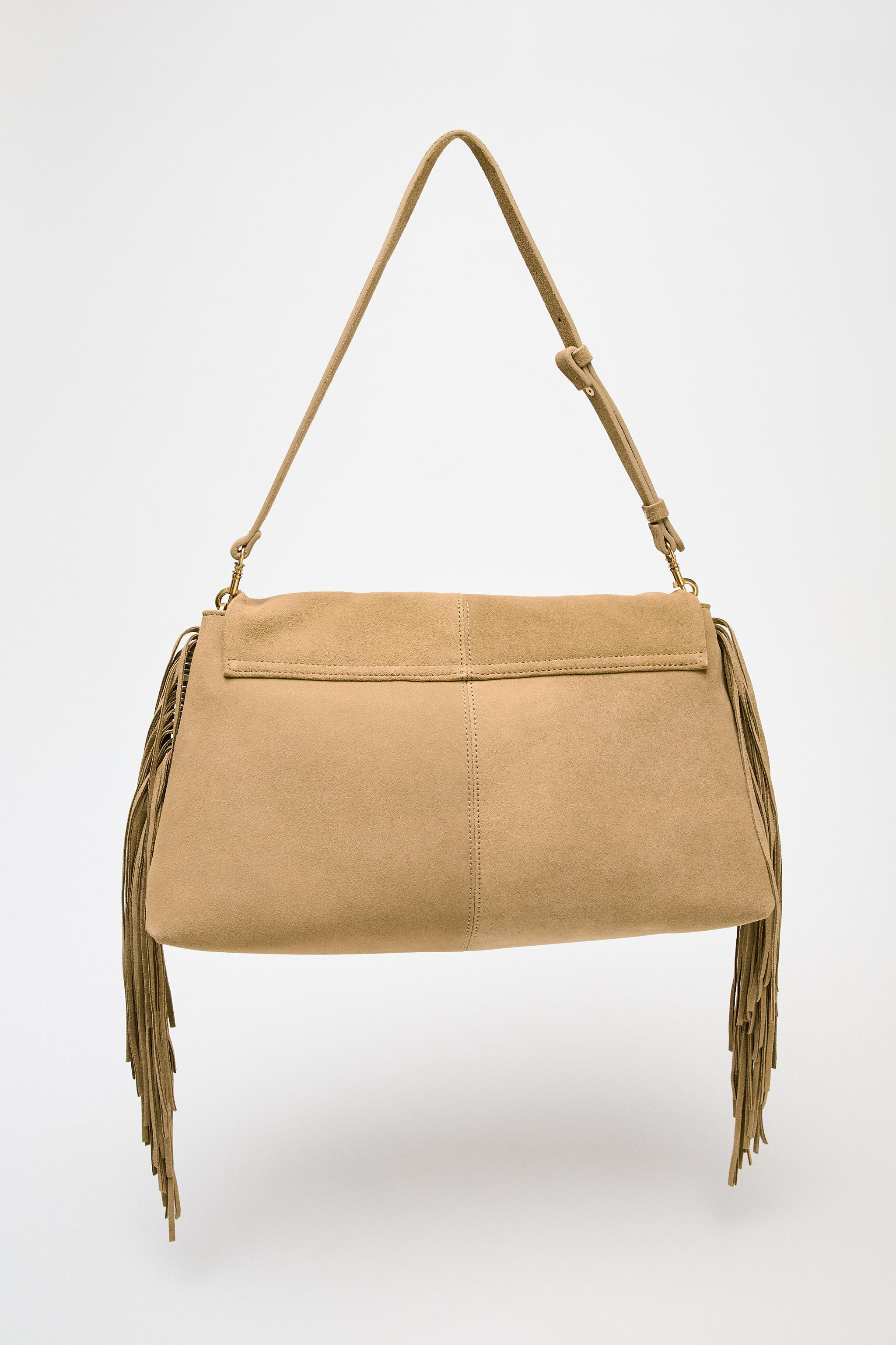 SPLIT SUEDE CROSSBODY BAG WITH FRINGING | Zara UK