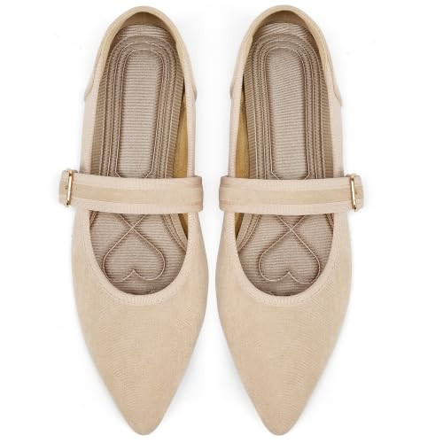 Ecetana Womens Mary Jane Ballet Flats Dressy Comfortable Pointed Toe | Amazon (US)