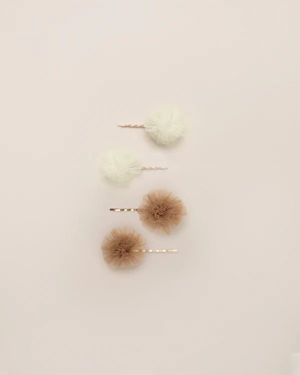 pom pom hairpins | apricot, champagne | Noralee