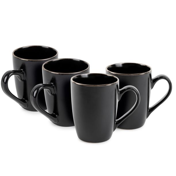 Thyme & Table Drinkware Black Onyx Stoneware 14oz Mugs, 4 Pack - Walmart.com | Walmart (US)