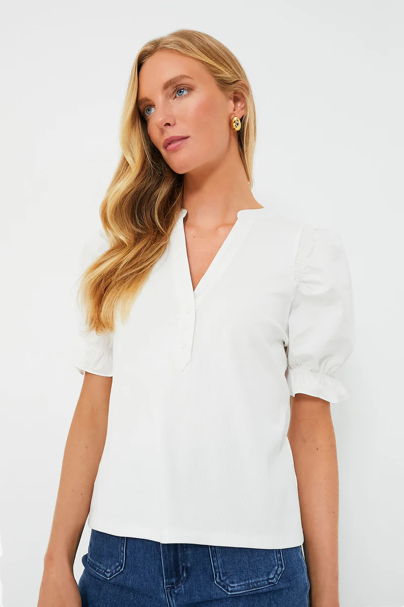 White Livia Puff Sleeve Top | Tuckernuck (US)