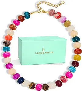 LILIE&WHITE Resin Chunky Beaded Necklace for Women Minimalistic Modern Statement Necklace Jewelry... | Amazon (US)