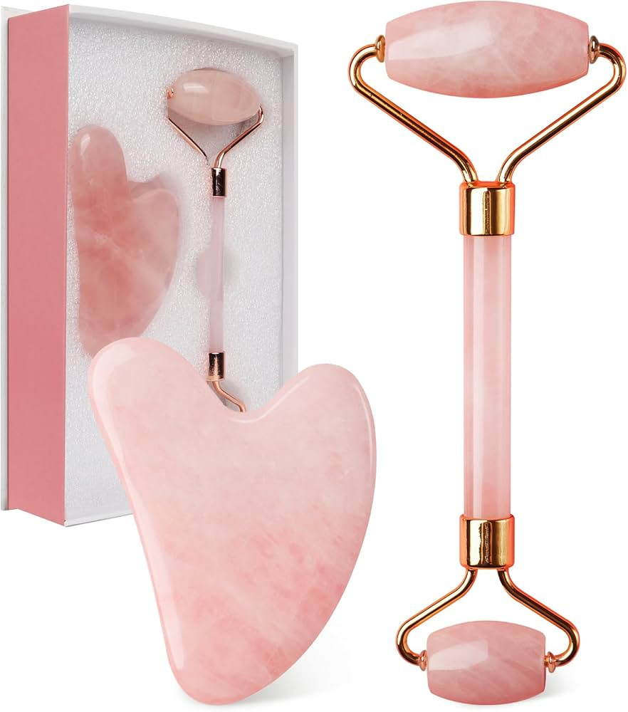 BAIMEI Jade Roller & Gua Sha, Face Roller, Facial Beauty Roller Skin Care Tools, Self Care Pink G... | Amazon (US)