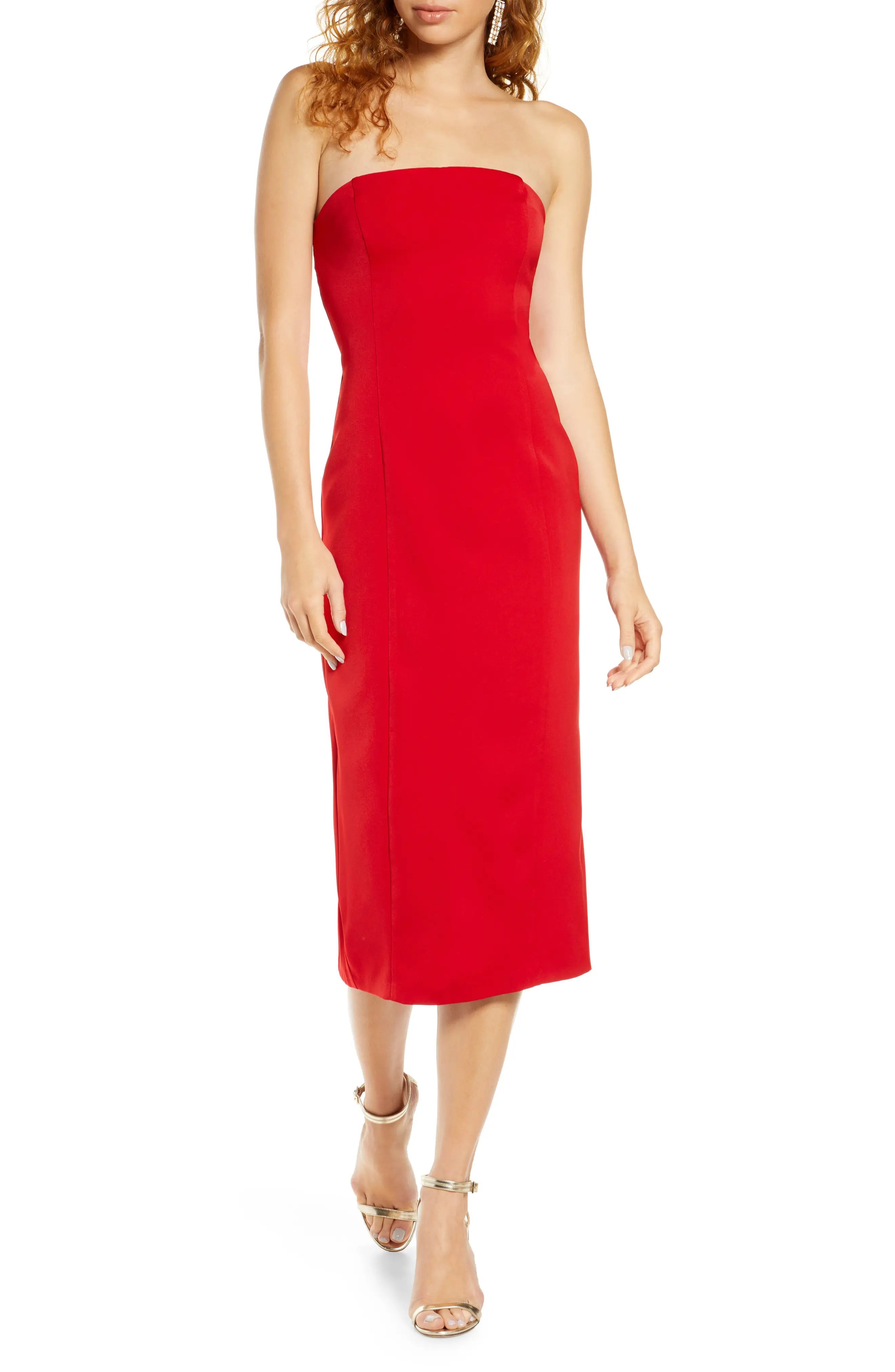 Women's Bb Dakota Isn'T It Iconic Strapless Crepe Dress, Size 10 - Red | Nordstrom