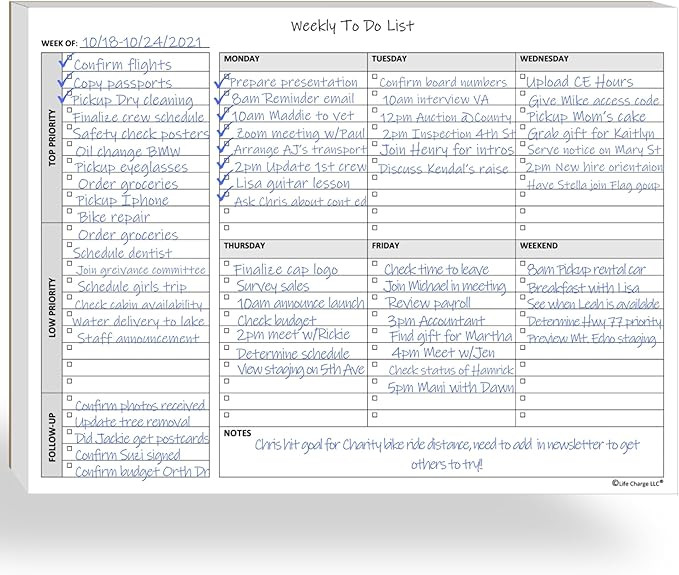 Weekly To Do List Notepad, 60 Page Task Planning Pad w/Daily Checklist, Priority Todo Checkbox & ... | Amazon (US)