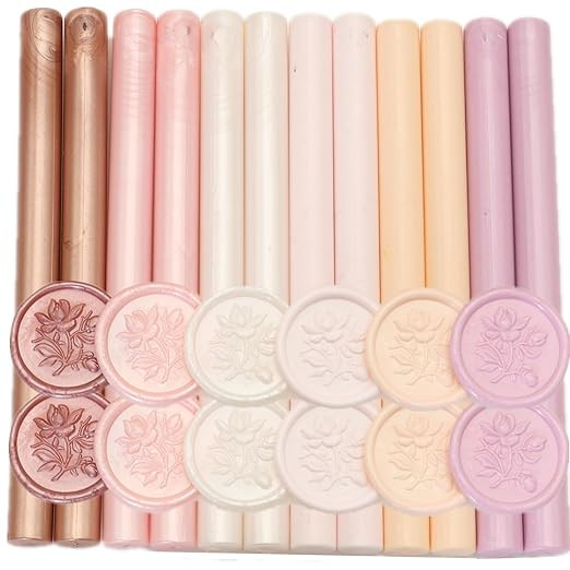 Pink Sealing Wax Sticks - 12 Pcs Glue Gun Seal Set for Stamps, 6 Colors, 0.43'' Compatible | Amazon (US)