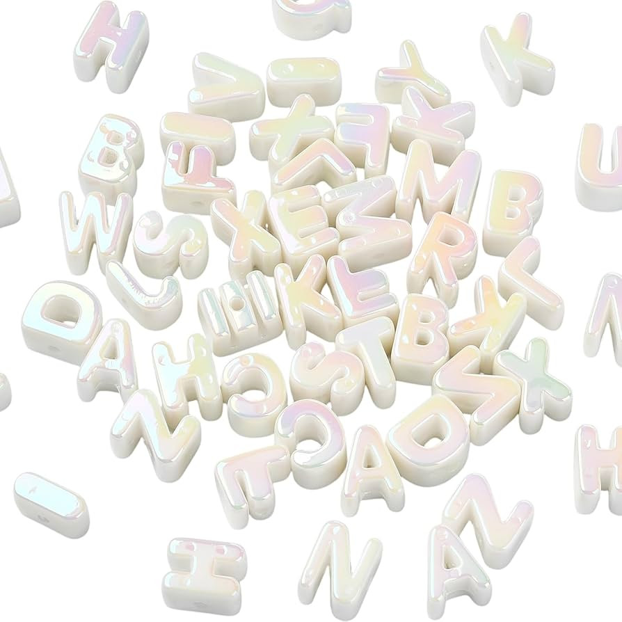 Ornaland 90-100Pcs Large Letter Beads White Acrylic Alphabet Letter Beads Random Mixed Alphabet S... | Amazon (US)