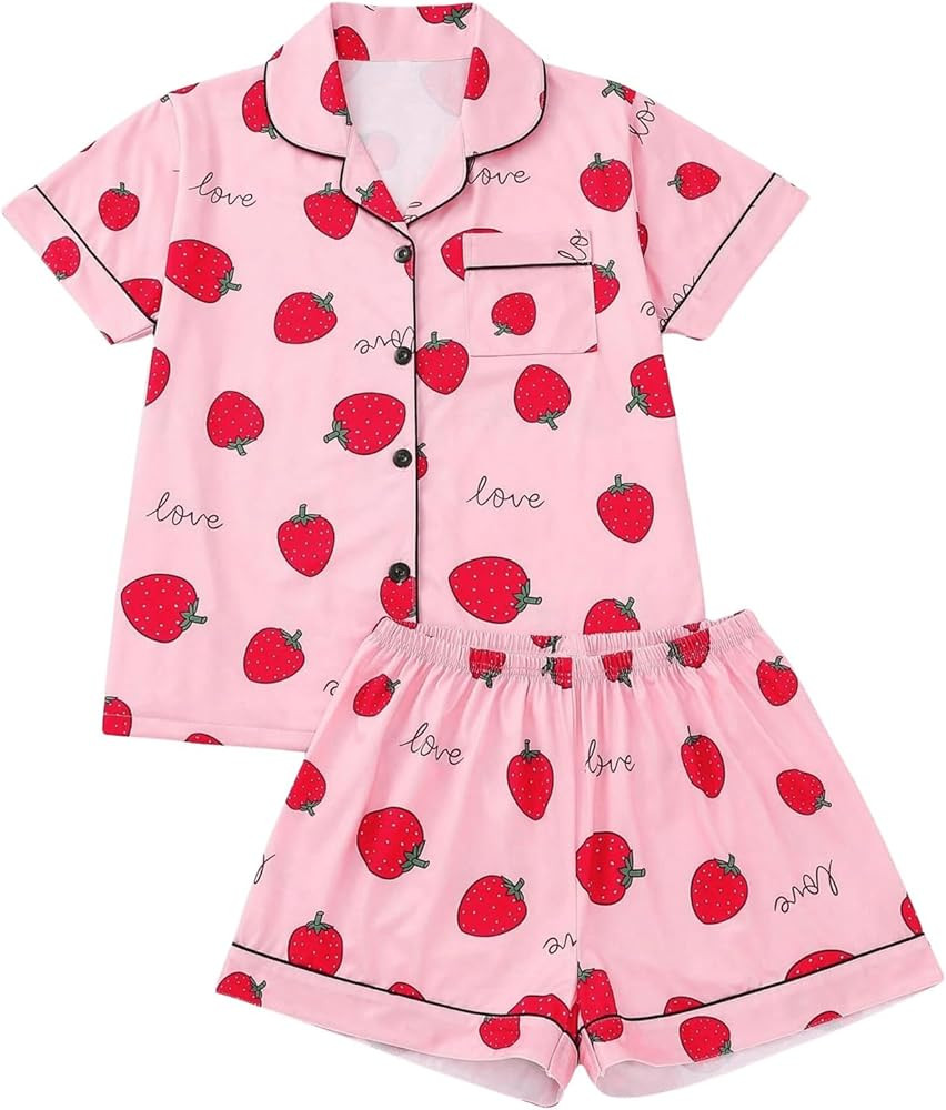 Floerns Women's Notch Collar Print Sleepwear Two Piece Pajama Set | Amazon (US)