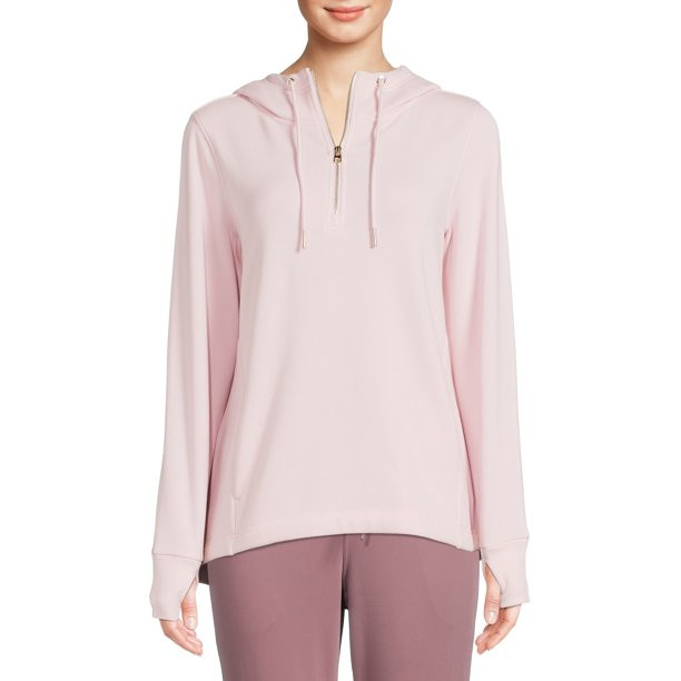 Avia Women's Mink Back Quarter Zip Hoodie With Thumbholes - Walmart.com | Walmart (US)