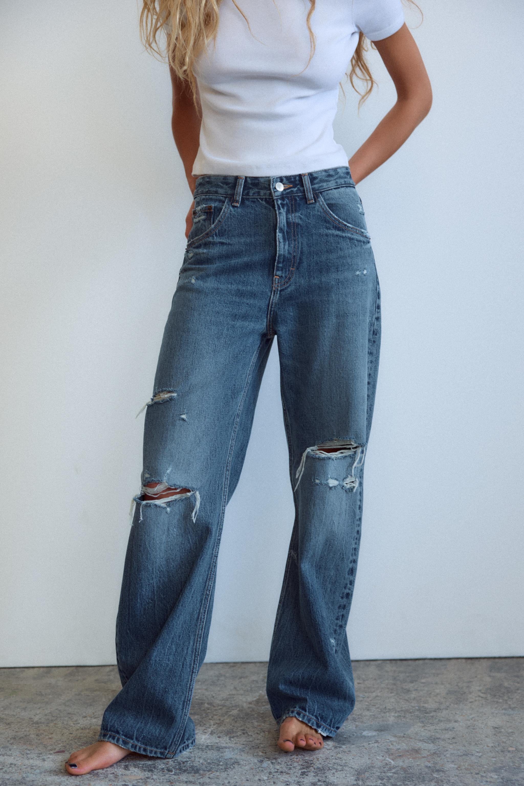 TRF CURVED HIGH-WAISTED JEANS | Zara US