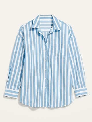 Oversized Striped Boyfriend Shirt for Women | Old Navy (US)