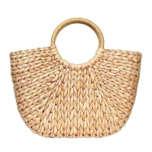 Womens Large Straw Beach Tote Bag Handwoven Hobo Summer Straw Handbag Brown | Amazon (US)