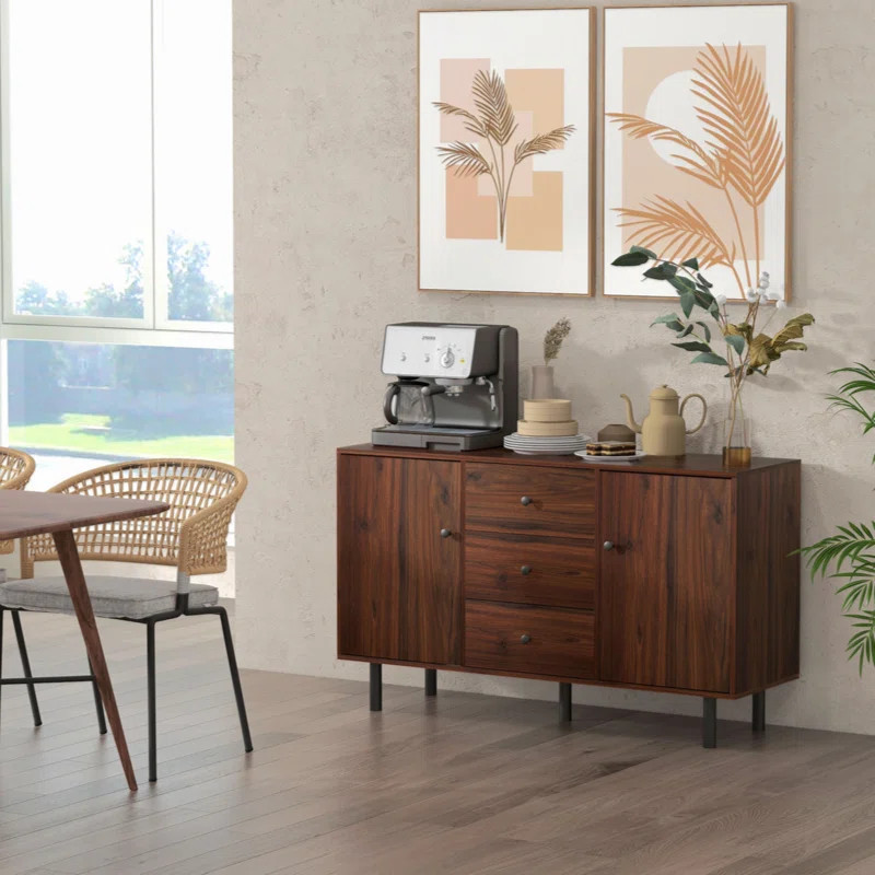 Latitude Run® Sideboard Buffet Cabinet, Kitchen Cabinet With 2 Cupboards, 3 Drawers And Adjustab... | Wayfair North America