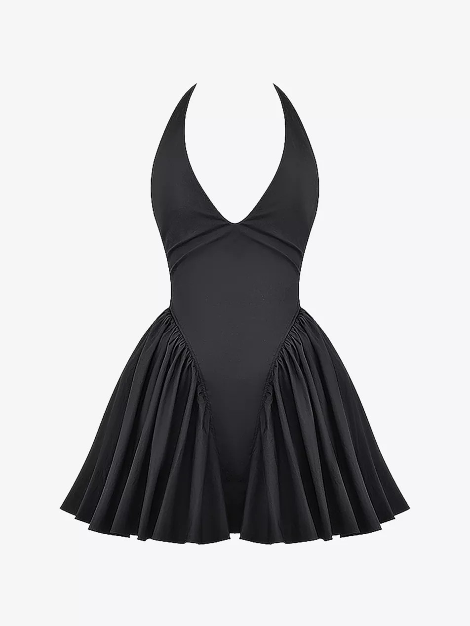 Valentia plunge-neck stretch-cotton mini dress | Selfridges