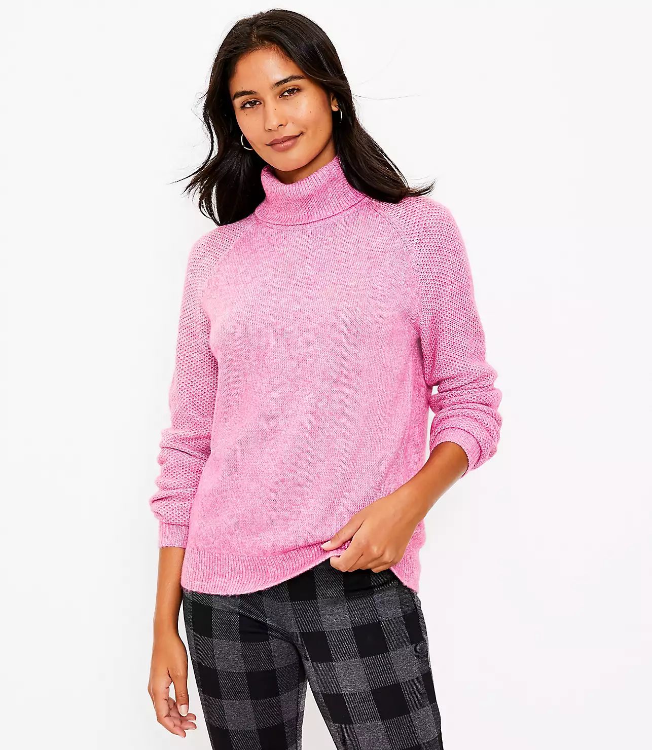 Mixed Stitch Turtleneck Sweater | LOFT