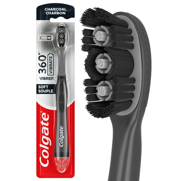 Colgate 360 Vibrate Charcoal Battery Operated Toothbrush, 1 AAA Battery Included | Walmart (US)