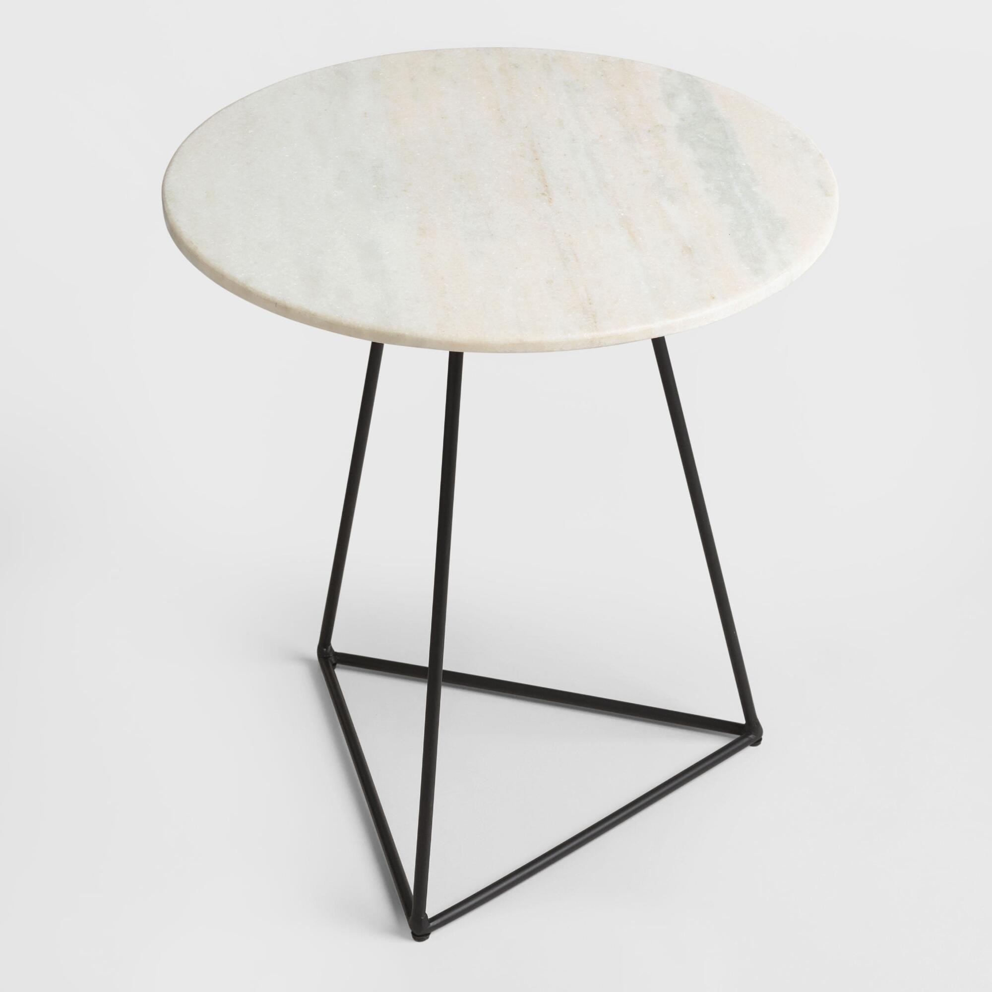 White Marble and Metal Round Accent Table by World Market | World Market