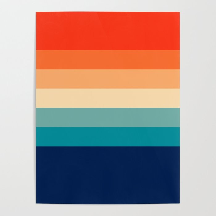 7 Colorful Retro Summer Stripes Bamola Poster by alphaomega | Society6