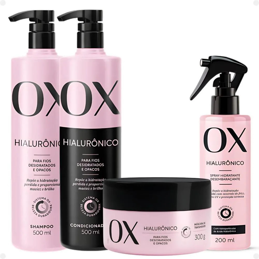Kit Ox Hialurônico: Shampoo, Condicionador, Máscara E Spray | DrogaRaia (BR)