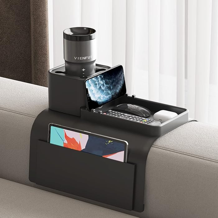 Silicone Couch Cup Holder, VIENFUT Anti-Spill Anti-Slip Sofa Armrest Tray BPA-Free, Dirt-Resistan... | Amazon (US)