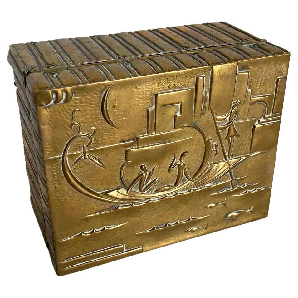 Wonderful Brass on Wood Box by Austrian Designer Karl Hagenauer | 1stDibs