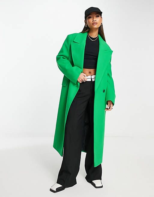 River Island tailored longline coat in bright green | ASOS (Global)