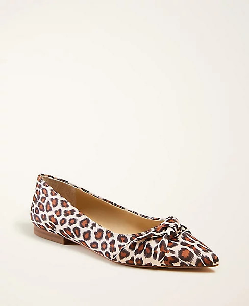 Kimmy Leopard Print Knot Bow Flats | Ann Taylor | Ann Taylor (US)
