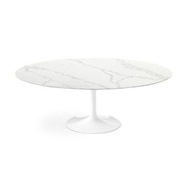 Carrara Nuvo Calacatta Quartz© Tulip Dining Table - Oval | Eternity Modern