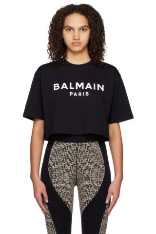 Balmain - Black Cropped T-Shirt | SSENSE