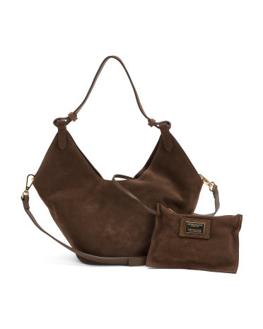 Made In Italy Suede Lotus Tote With Pouch | TJ Maxx