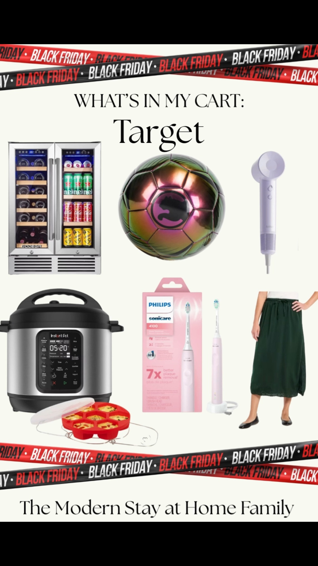 Black Friday finds at Target! 🛒✨ Sharing what’s in my cart: a sleek beverage fridge for holiday hosting, a soccer ball for kids’ gifts, the must-have Instant Pot, a Sonicare electric toothbrush, a chic green skirt for winter outfits, and the viral Laifen hair dryer. These Target Black Friday deals, holiday gift ideas, and home + kitchen essentials are perfect for Christmas shopping, cozy home upgrades, and stocking stuffers. Shop my Target cart favorites now!

Target deals, Black Friday Target finds, holiday gift ideas, Target sale picks, Target home, kitchen must-haves, beauty deals, fashion deals, Target Christmas gifts, Target hosting essentials, Target tech deals, Target style.

#target

#LTKGiftGuide #LTKCyberWeek #LTKHoliday