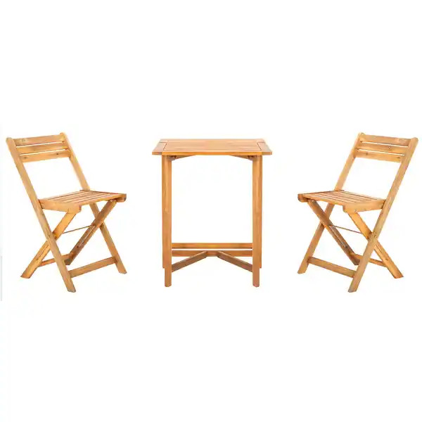 SAFAVIEH Outdoor Gallo Balcony 3-Piece Balcony Bistro Set - Natural | Bed Bath & Beyond