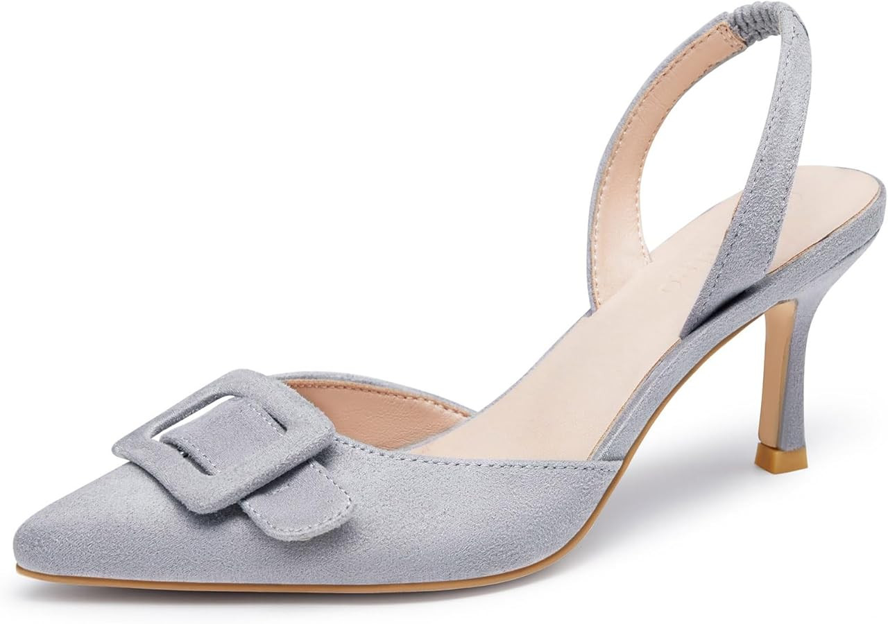Coutgo Womens Slingback Sandals Kitten Heel Pumps | Amazon (US)