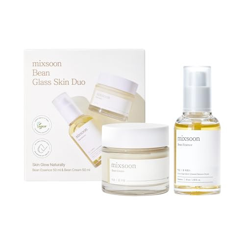 mixsoon Bean Glass Skin Duo Facial Moisturizer Fermented Bean Skincare Routine Bean Essence 50ml + Bean Cream 50ml 3.38 Fl. Oz / 100ml Korean Glass Skin Care | Amazon (US)