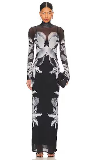 Billie Maxi Dress in Noir Botanical | Revolve Clothing (Global)