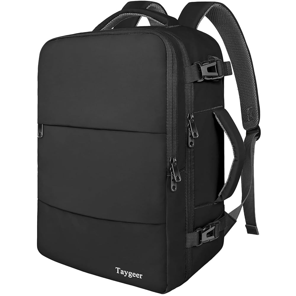 Taygeer Travel Backpack for Men Women, Carry On Backpack with USB Charging Port & Shoe Pouch, TSA 17.3inch Laptop Mochila Flight Approved, Nurse Bag Casual Daypack for Weekender Business Hiking,Black | Amazon (US)