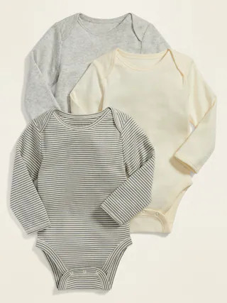 Unisex Long-Sleeve Bodysuit 3-Pack for Baby | Old Navy (US)