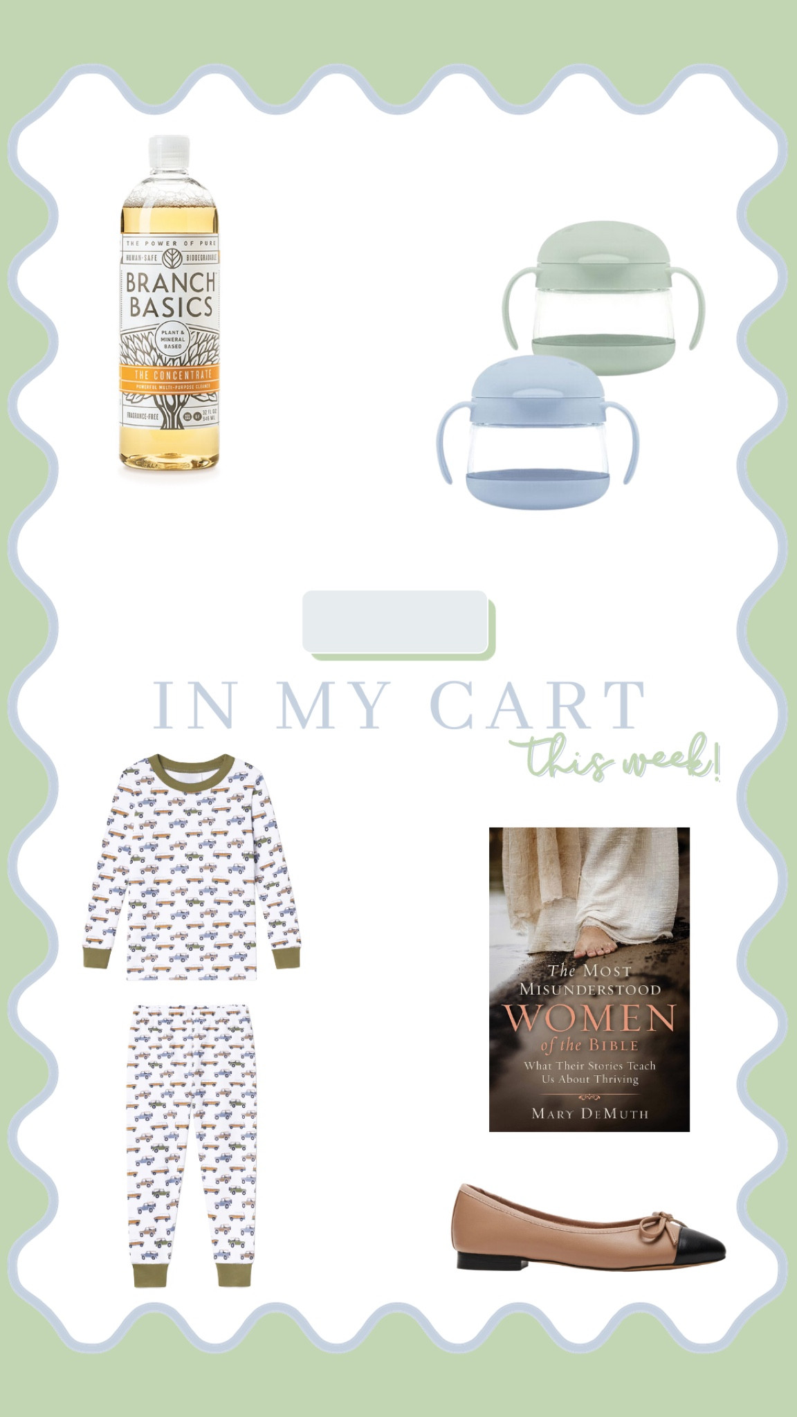 What I’m currently shopping g for! Refill for our branch basics (clean ingredients!!!) cleaning supplies, more of our favorite snack containers for Maddox, the most precious new Lake Pajamas that are vintage cars, and really sweet Bible study of the most misunderstood women of the Bible, and a new pair of classic ballet flats for the fall! 

#LTKbaby #LTKfamily #LTKfindsunder100