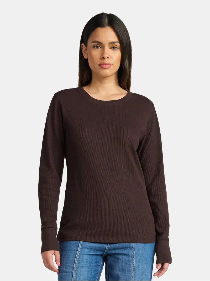 Time and Tru Women's Thermal Tee with Long Sleeves, Size XS-XXXL - Walmart.com | Walmart (US)