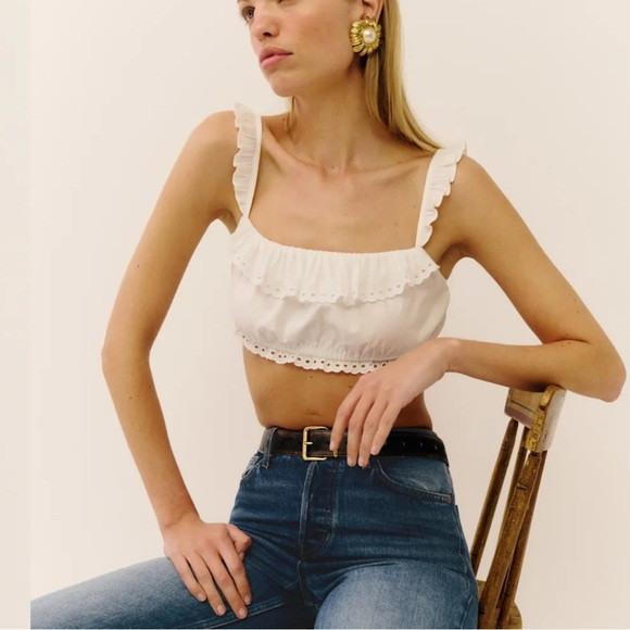 Reformation Romee Cropped White Top | Poshmark