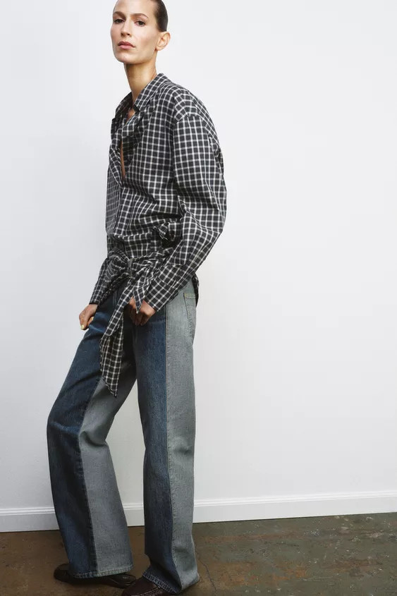 ZW COLLECTION CHECK SHIRT WITH SCARF | Zara UK