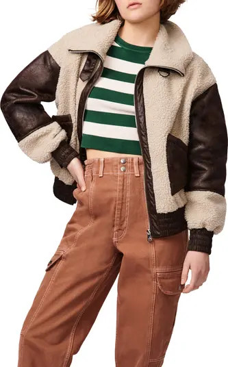 Mixed Media High Pile Fleece Bomber Jacket | Nordstrom