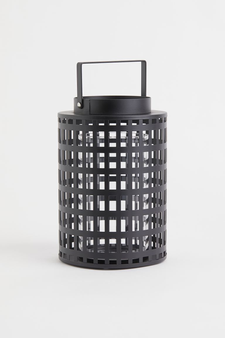 Cylindrical candle lantern in metal with a glass candle holder. Spreads soft light, creating an i... | H&M (US)