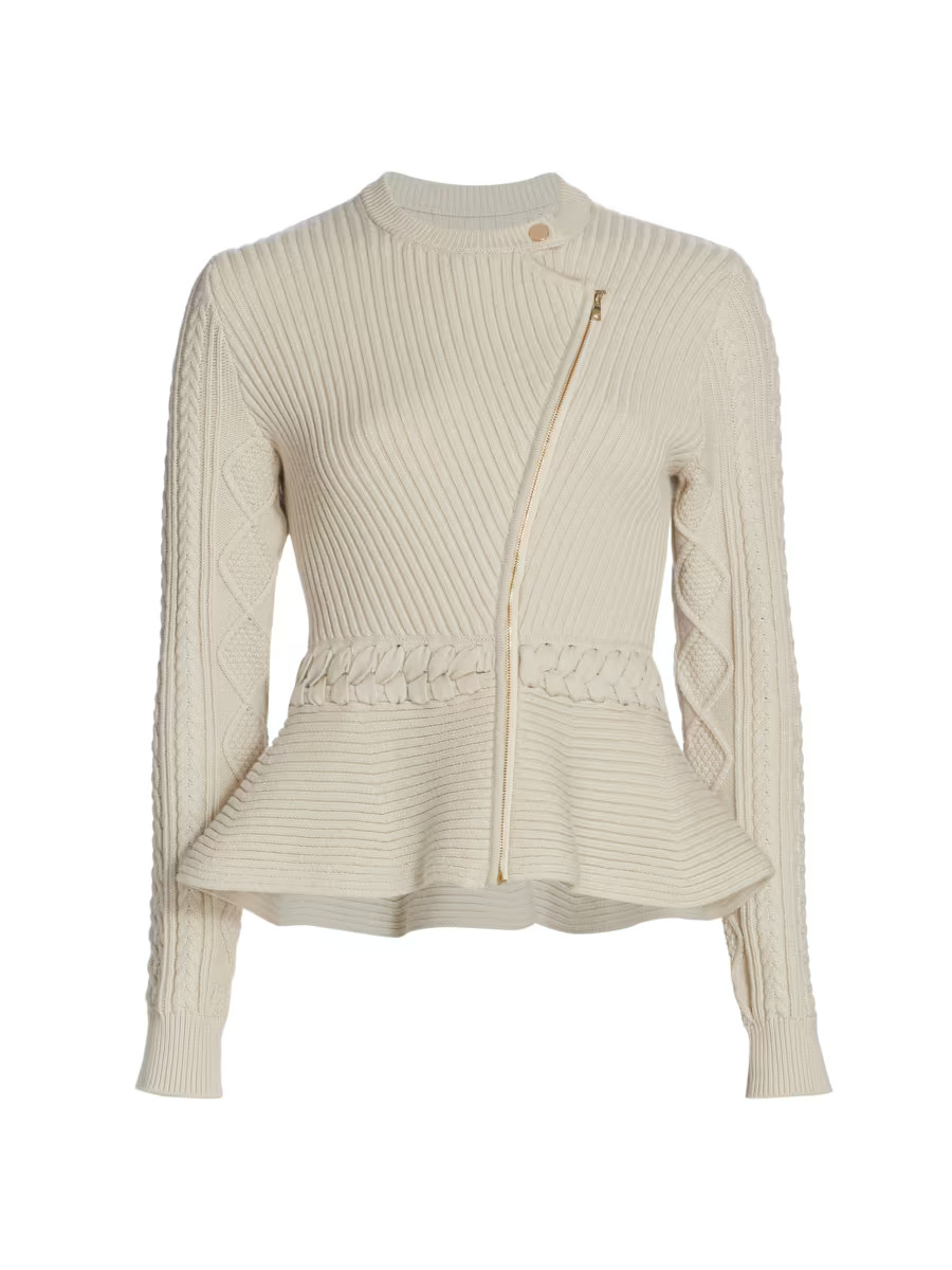 Jonathan Simkhai Andi Fisherman Knit Peplum Jacket | Saks Fifth Avenue