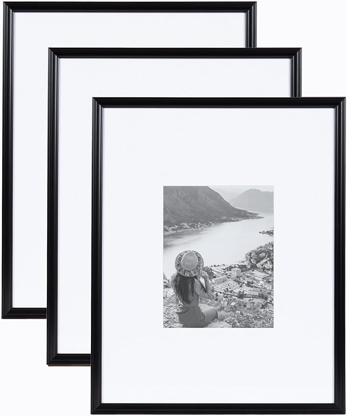 Kate and Laurel Adlynn Rectangle Picture Frame Set of 3; 16 x 20 matted to 8 x 10; Black; Modern ... | Amazon (US)
