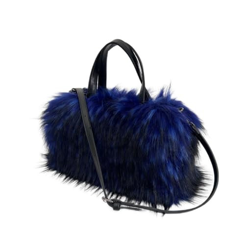 Furry Shoulder Bag For Women Fuzzy Faux Fur Large Plush Tote Handbag Cute Soft Fluffy Purse Carrying Sweet Cool Y2k Style (Royal Blue) | Amazon (US)