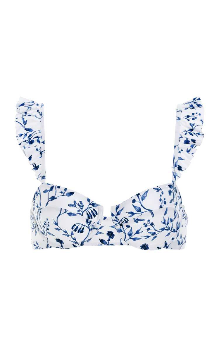 Kiwi Ruffled Acacias-Print Bikini Top | Moda Operandi (Global)
