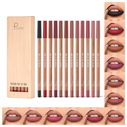 Espoce Lip Liner Set, 12Pcs Pure Natural Oak Brown Pink Red Series Lip Liners, Smooth and High Pigmented Lip Makeup Pencil | Amazon (US)