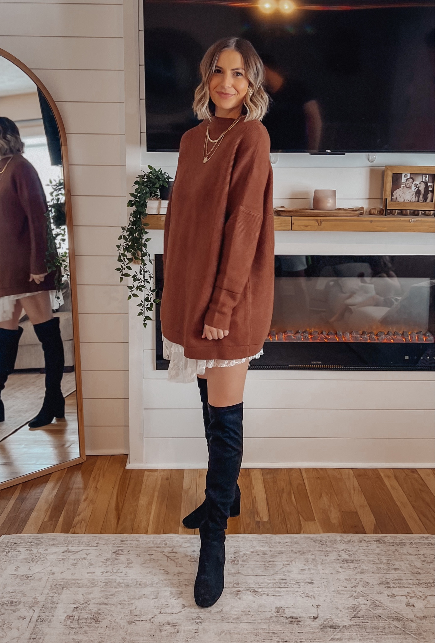 Styling the viral lace slip dress inspired by free people. 

Size down on the dress - runs big. The sweater is already oversized so no need to up a size  

#LTKsalealert #LTKstyletip #LTKfindsunder50